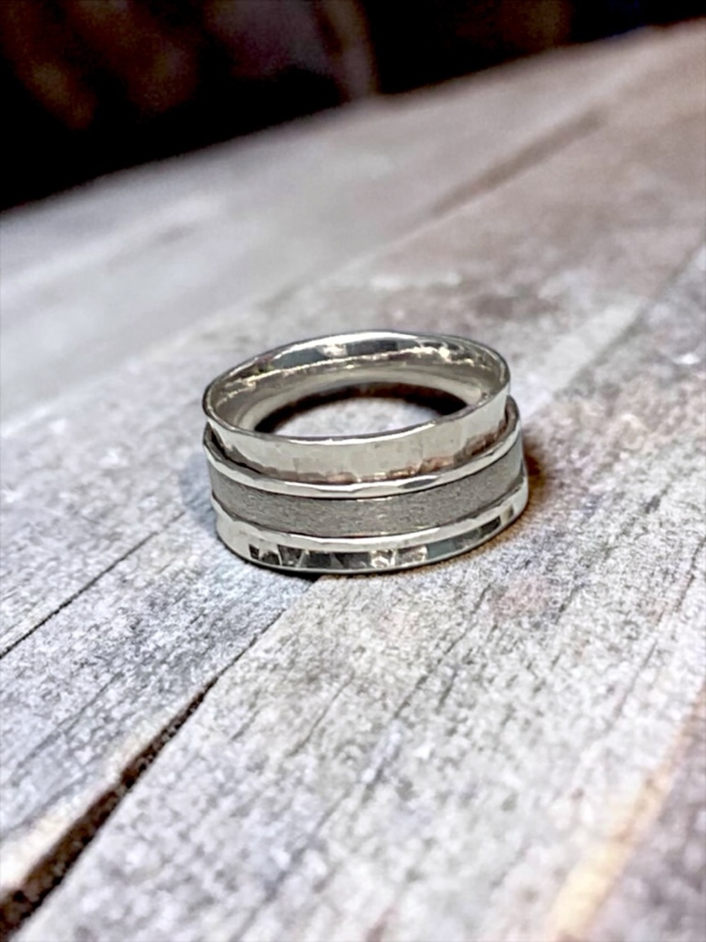 🌺New! David Tishbi Hand Forged Sterling Spinner Ring